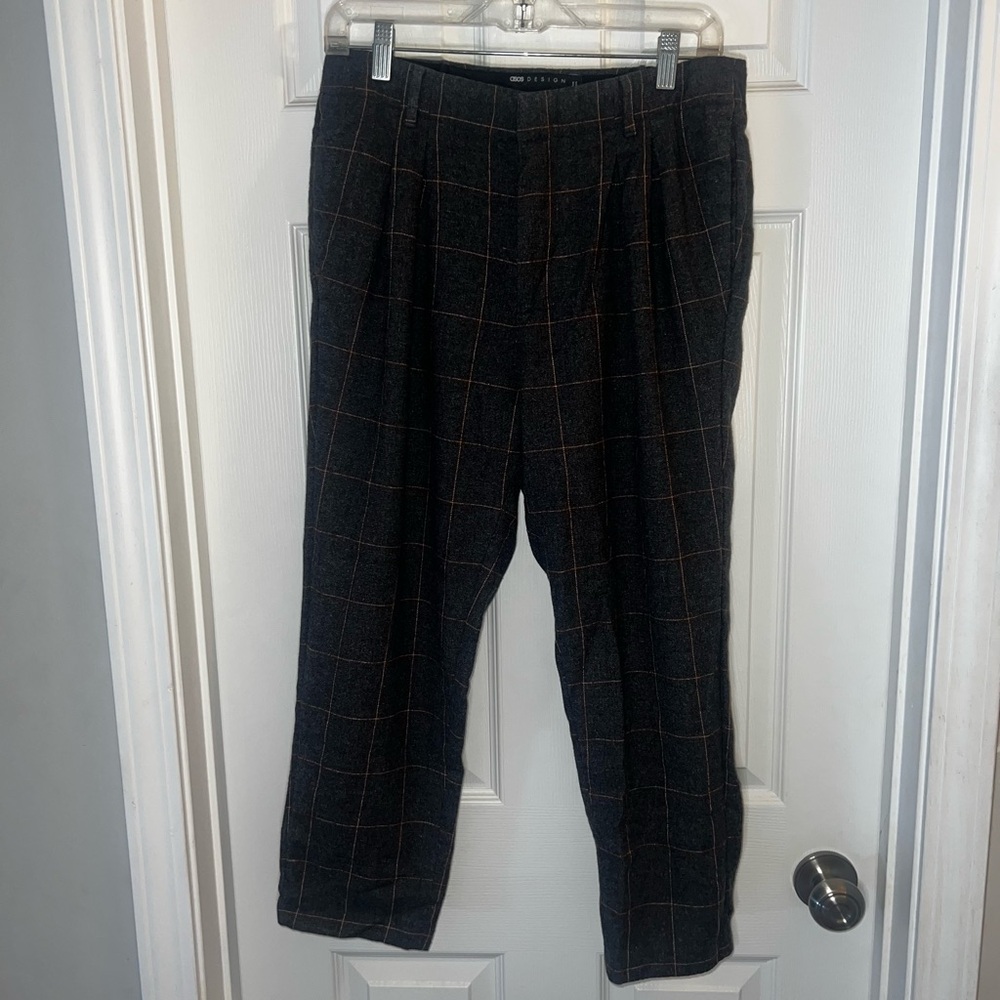 ASOS Men's Dark Gray Grid Pants